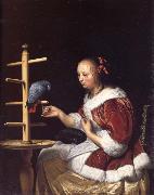MIERIS, Frans van, the Elder A Woman in a Red Jacket Feeding a Parrot Germany oil painting artist